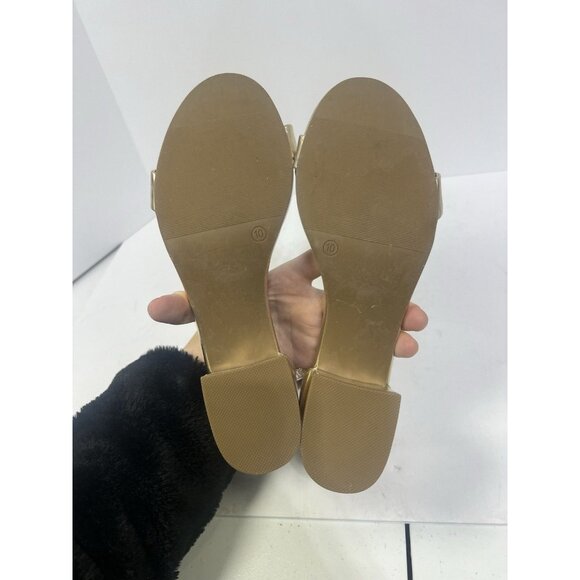 SM Steve Madden Gold Ankle Strap Heel Sandals Block Heel Size 10 Party Dressy - Picture 5 of 5